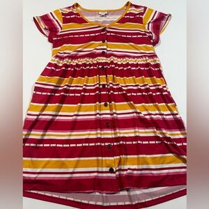 LuLaRoe Small Heidi Dress with Red and Yellow Stripes